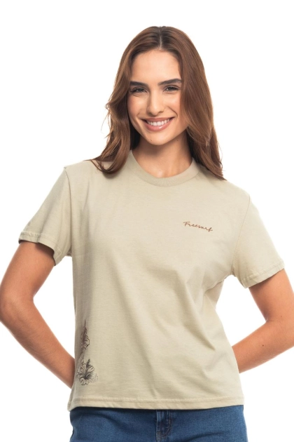 Baby Look FreeSurf Manga Curta Feminino Caqui Produto Baby Look FreeSurf Manga Curta Feminino Caqui