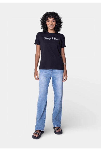 Baby Look Tommy Hilfiger Feminina Preta Produto Baby Look Tommy Hilfiger Feminina Preta