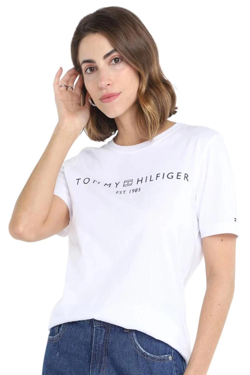 Baby Look Tommy Hilfiger Manga Curta Feminina