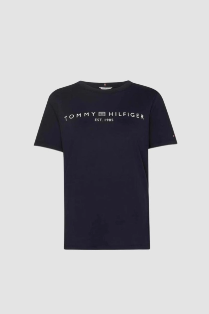 Baby Look Tommy Hilfiger Manga Curta Feminina Marinho Produto Baby Look Tommy Hilfiger Manga Curta Feminina Marinho