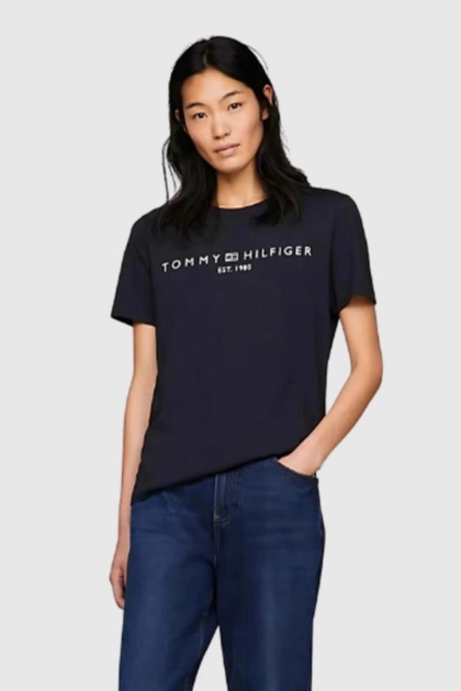 Produto - Baby Look Tommy Hilfiger Manga Curta Feminina Marinho