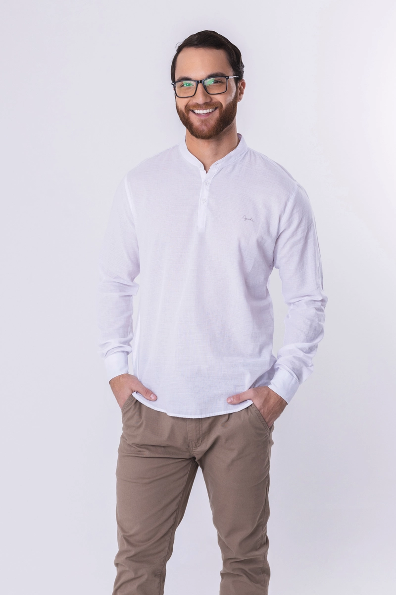 Produto - Bata Ogochi Manga Longa Masculina Branca 