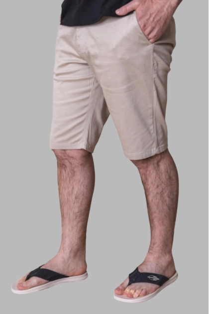 Produto - Bermuda Pitt Sarja Bolso Faca Masculino Bege 