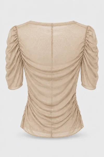 Blusa Feminina Tule Franzido Gabip Bege Produto Blusa Feminina Tule Franzido Gabip Bege