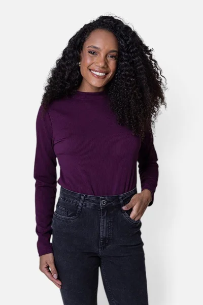 Produto Blusa Feminina Manga Longa Canelada Gabip