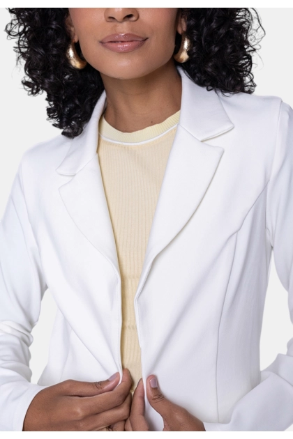 Blazer Bonequim Alongado Feminino Off White Produto Blazer Bonequim Alongado Feminino Off White