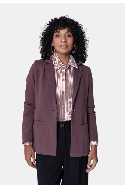 Blazer La Marca Malha Feminino Café Produto Blazer La Marca Malha Feminino Café