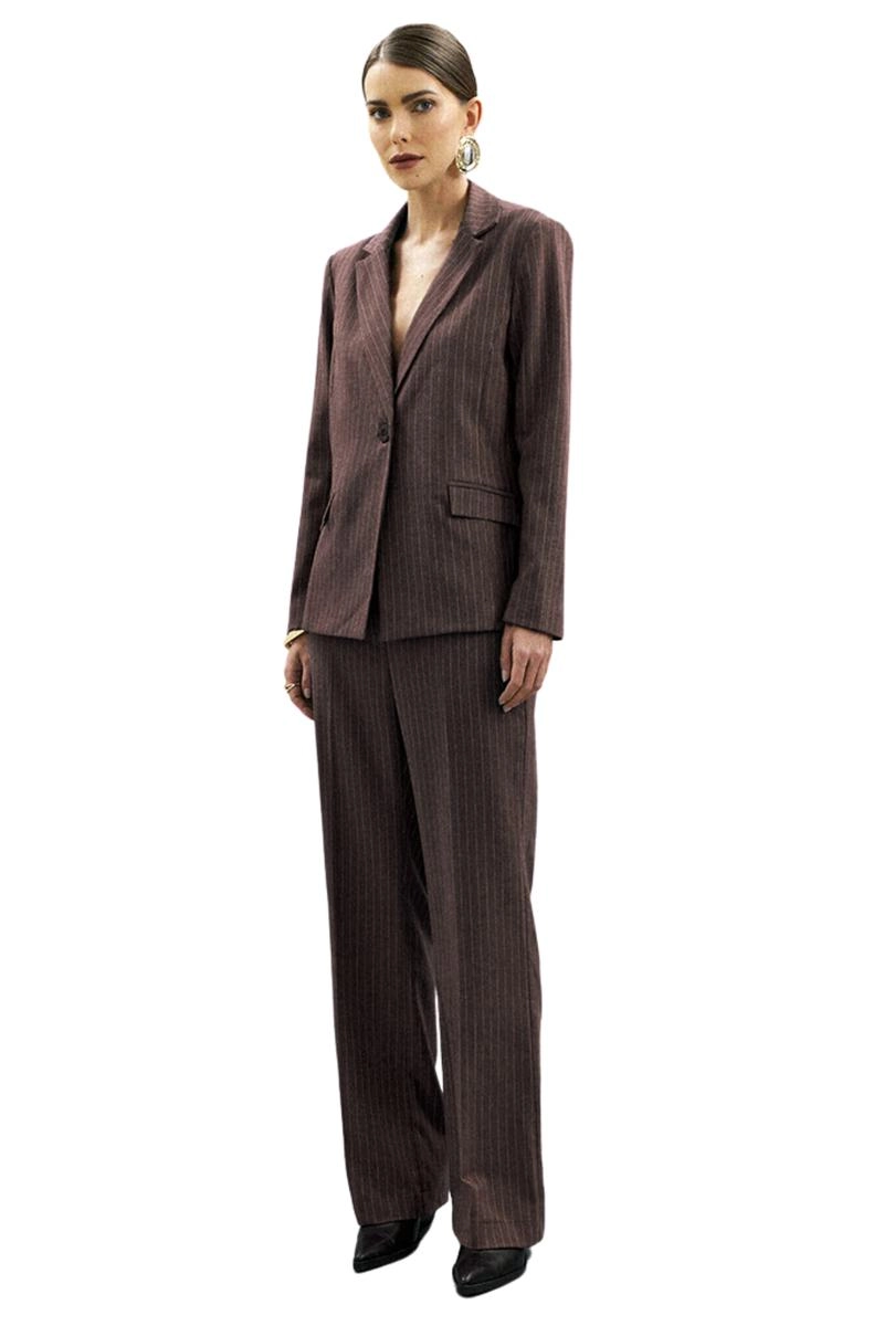 Blazer Le Richard Alfaiataria Risca de Giz Feminino Chocolate