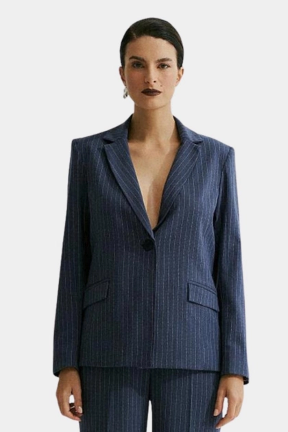 Produto - Blazer Le Richard Alfaiataria Risca de Giz Feminino Denim