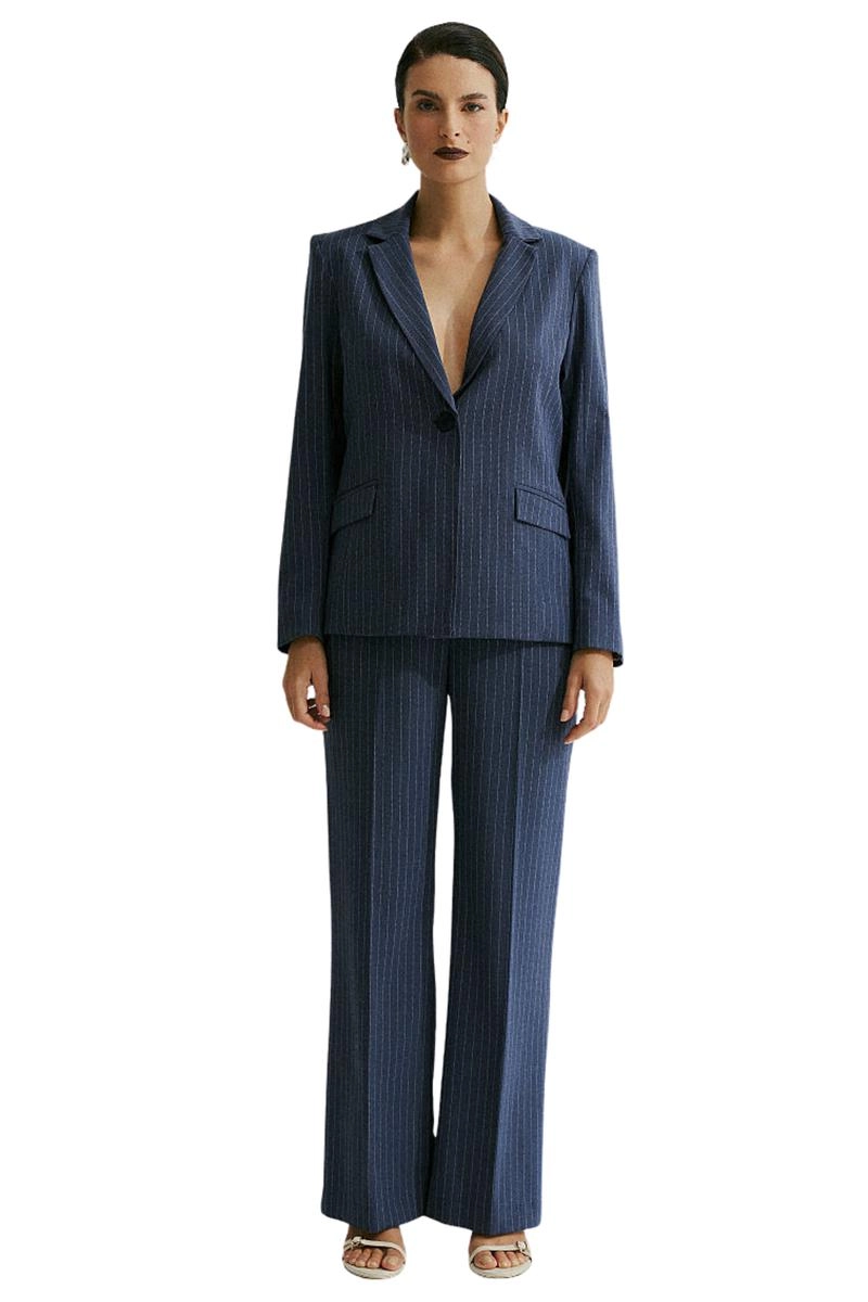 Blazer Le Richard Alfaiataria Risca de Giz Feminino Denim