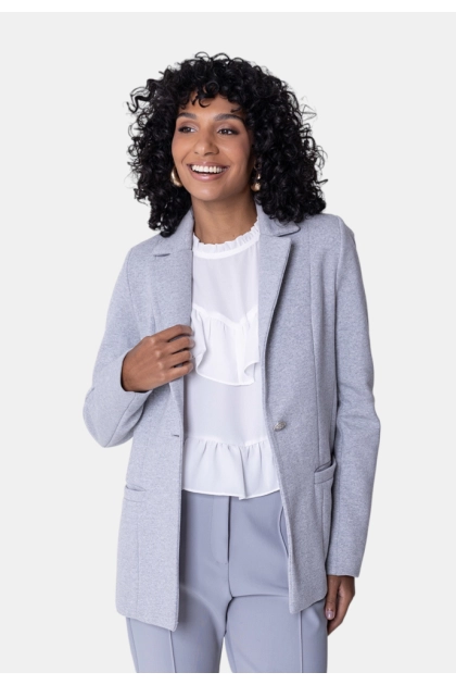Blazer Malha La Marca Feminino Cinza Claro Produto Blazer Malha La Marca Feminino Cinza Claro