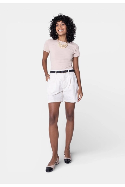 Produto - Blusa Coqueta Manga Curta Poliamida Feminina Bege