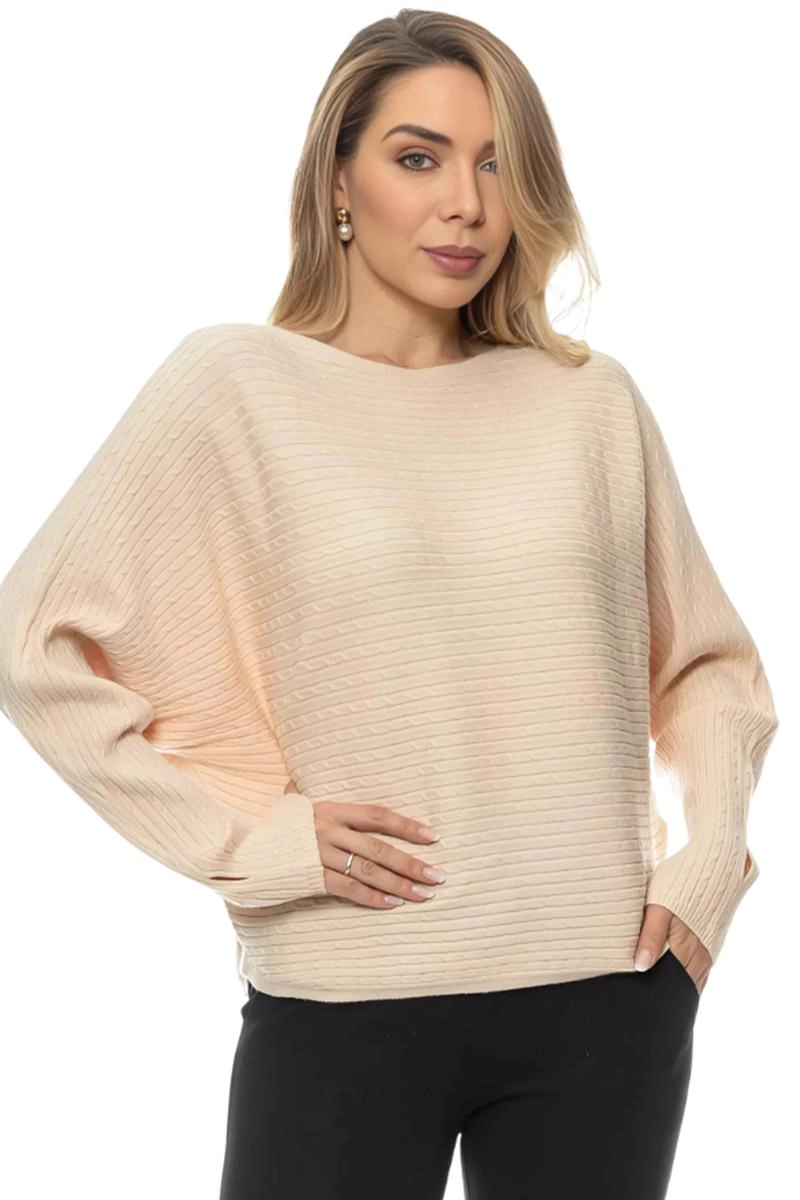 Blusa Crocker Tricot Manga Morcego Feminina Areia