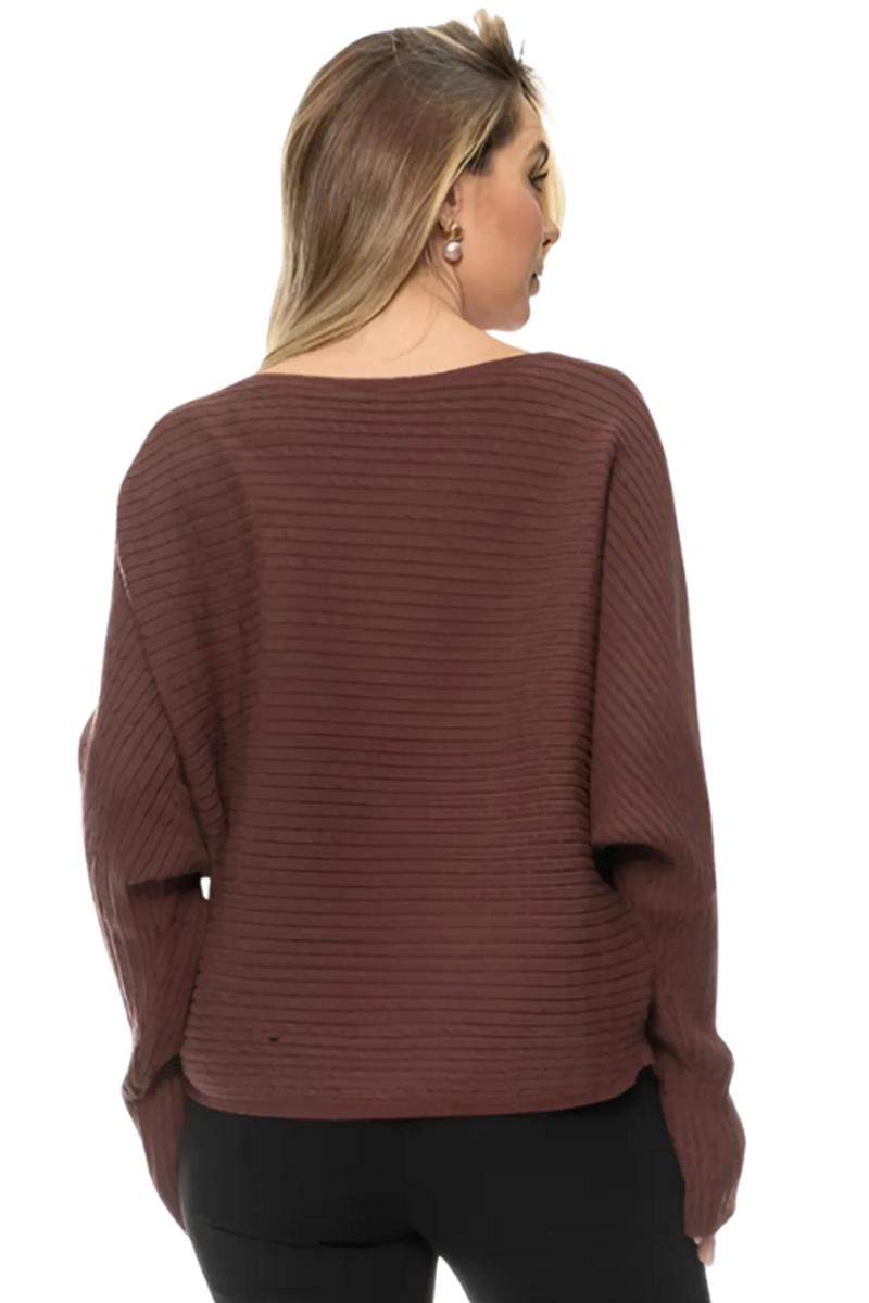 Blusa Crocker Tricot Manga Morcego Feminina Chocolate