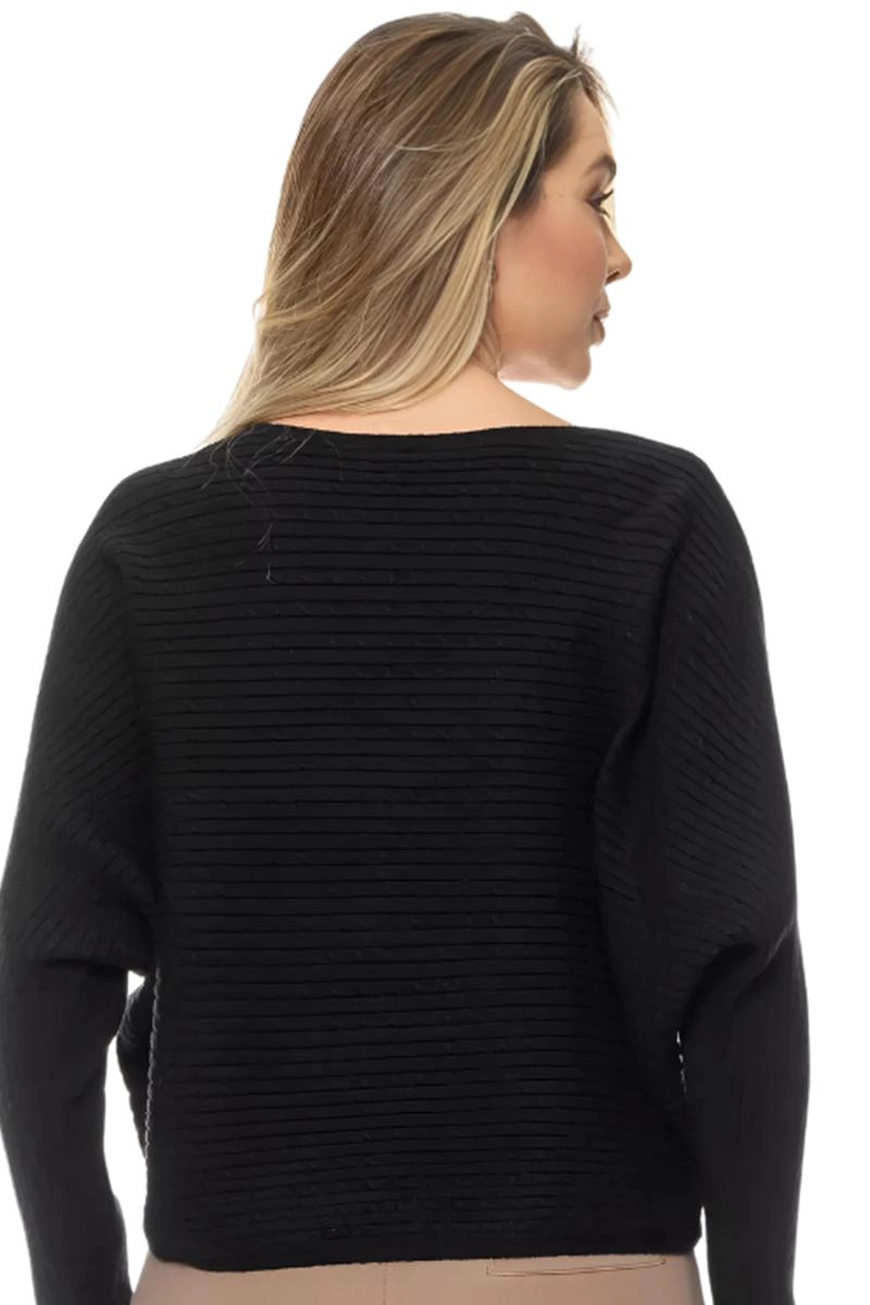 Blusa Crocker Tricot Manga Morcego Feminina Preta