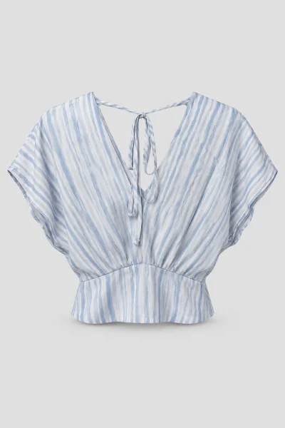 Blusa Cropped Feminina Gabip Listrada Azul Produto Blusa Cropped Feminina Gabip Listrada Azul
