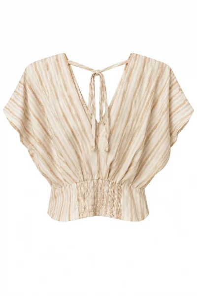 Blusa Cropped Feminina Gabip Listrada Bege Produto Blusa Cropped Feminina Gabip Listrada Bege