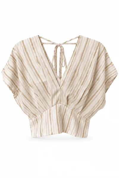 Blusa Cropped Feminina Gabip Listrada Bege Produto Blusa Cropped Feminina Gabip Listrada Bege