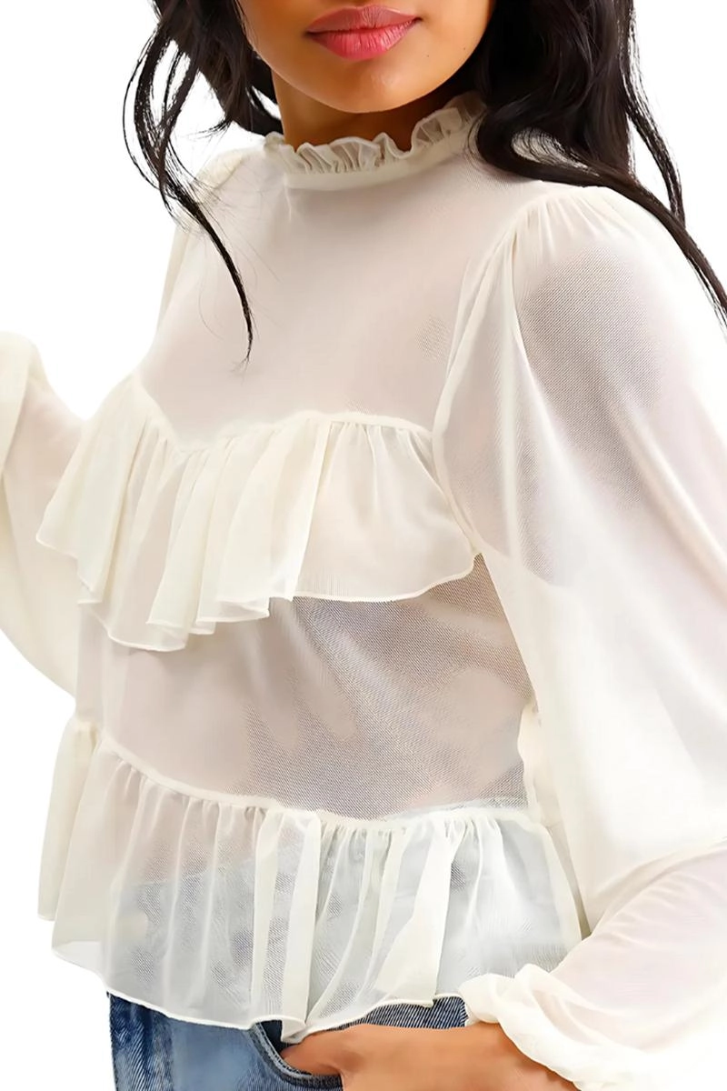 Blusa Ellen One Babados Feminina Off White