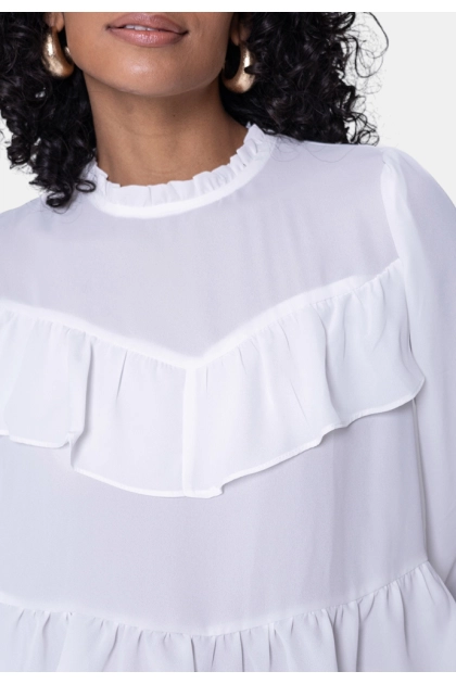 Blusa Ellen One Babados Feminina Off White Produto Blusa Ellen One Babados Feminina Off White