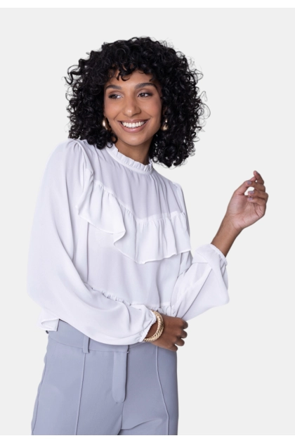 Produto - Blusa Ellen One Babados Feminina Off White