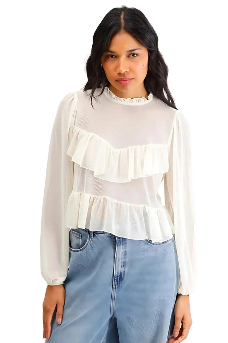 Blusa Ellen One Babados Feminina Off White