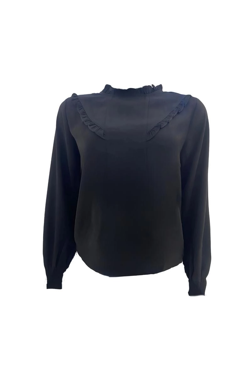 Produto - Blusa Ellen One Com babado Feminina Preta