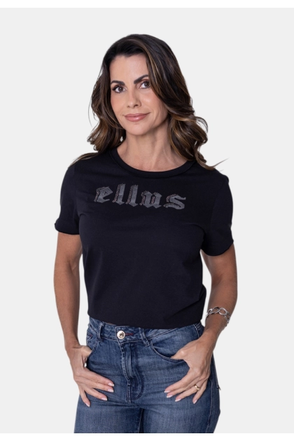 Produto - Blusa Ellus Manga Curta Feminina Preta