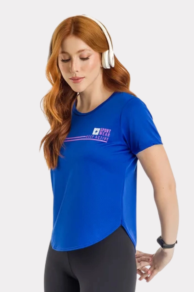 Produto - Blusa Endorfina Dry Fit Estampa Spor Wear Feminina Azul