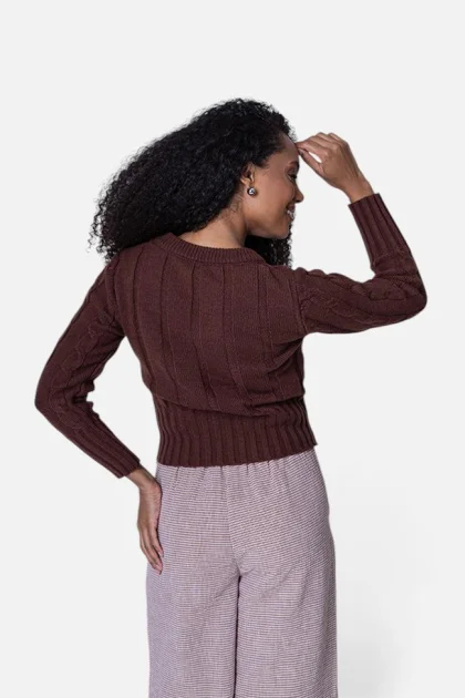 Blusa Feminina Modal Cropped Sea Brazil Café Produto Blusa Feminina Modal Cropped Sea Brazil Café