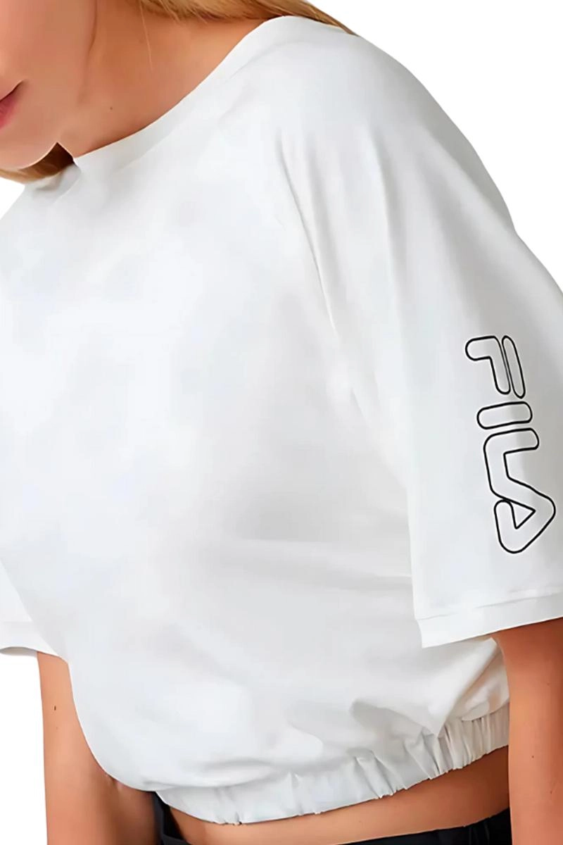 Blusa Fila Cropped Transfer Feminina Off White