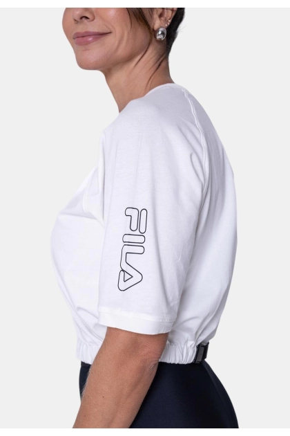 Blusa Fila Cropped 3/4 Feminina Off White Produto Blusa Fila Cropped 3/4 Feminina Off White