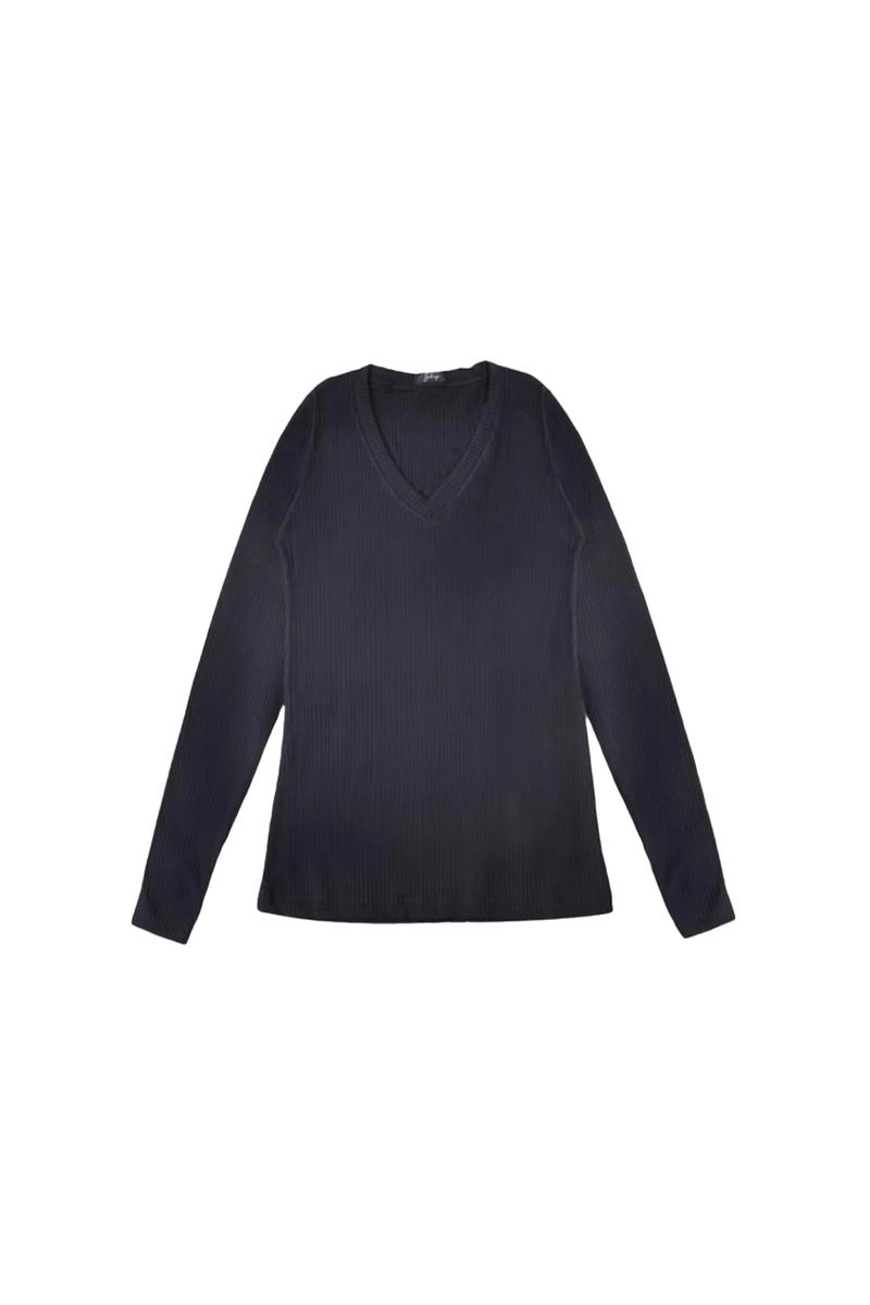 Blusa Gabip Canelada Manga Longa Feminina Preta
