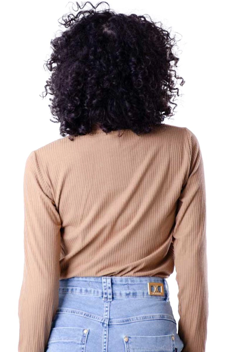 Blusa Gabip Cropped Canelada Feminina Caramelo