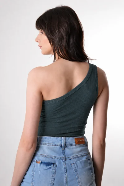 Blusa Gabip Feminina Cropped 1 Ombro Verde Militar Produto Blusa Gabip Feminina Cropped 1 Ombro Verde Militar