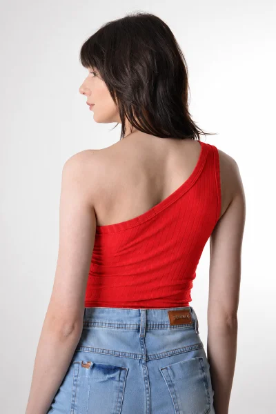 Produto Blusa Gabip Feminina Cropped 1 Ombro Vermelha
