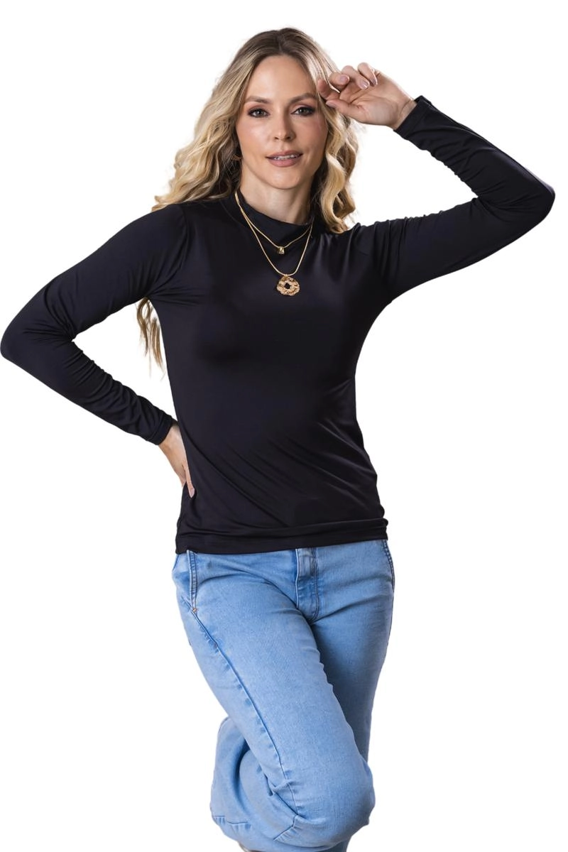 Blusa Gabip Térmica Gola Alta Feminino Preta