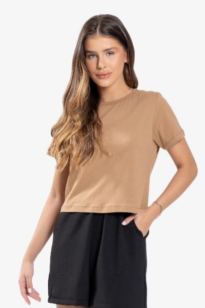 Produto - Blusa Lzt Manga Curta Algodão Básica Cropped Feminina 