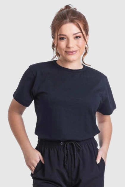Produto - Blusa Lzt Manga Curta Algodão Básica Feminino Preto