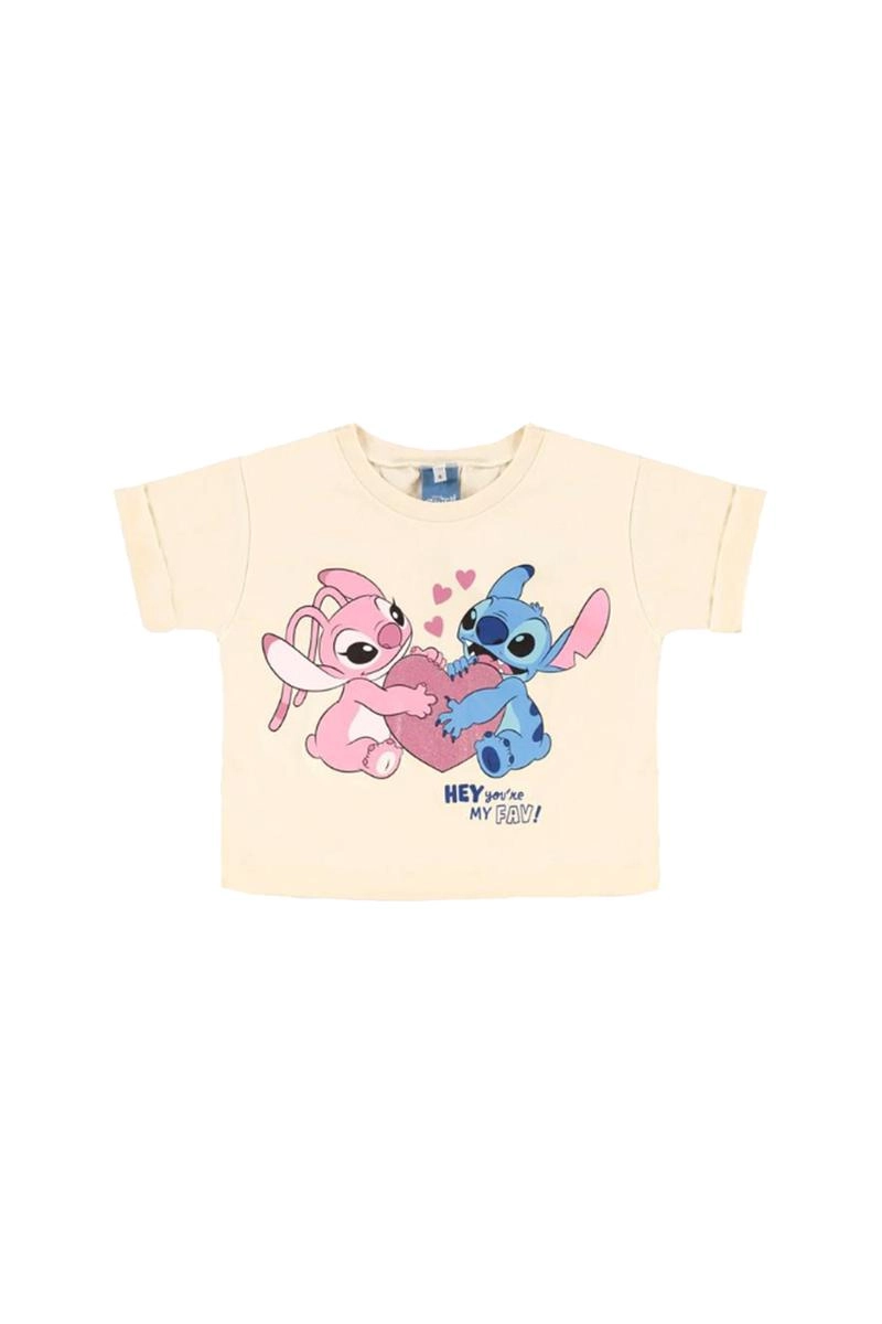 Blusa Malwee Stitch Manga Curta Infantil Feminina
