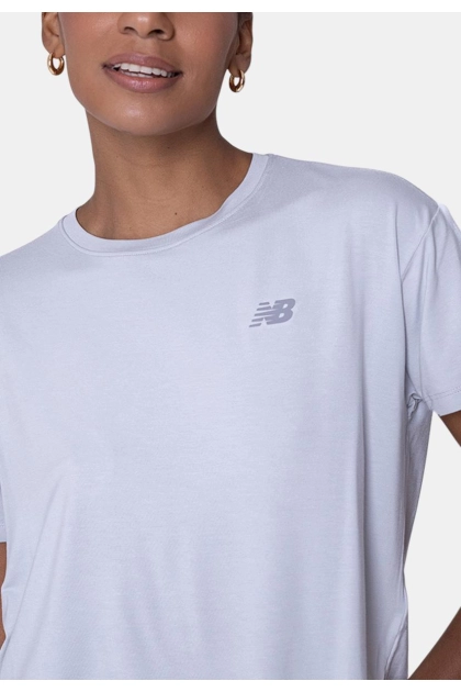 Blusa New Balance Manga Curta Cropped Feminina Cinza Produto Blusa New Balance Manga Curta Cropped Feminina Cinza