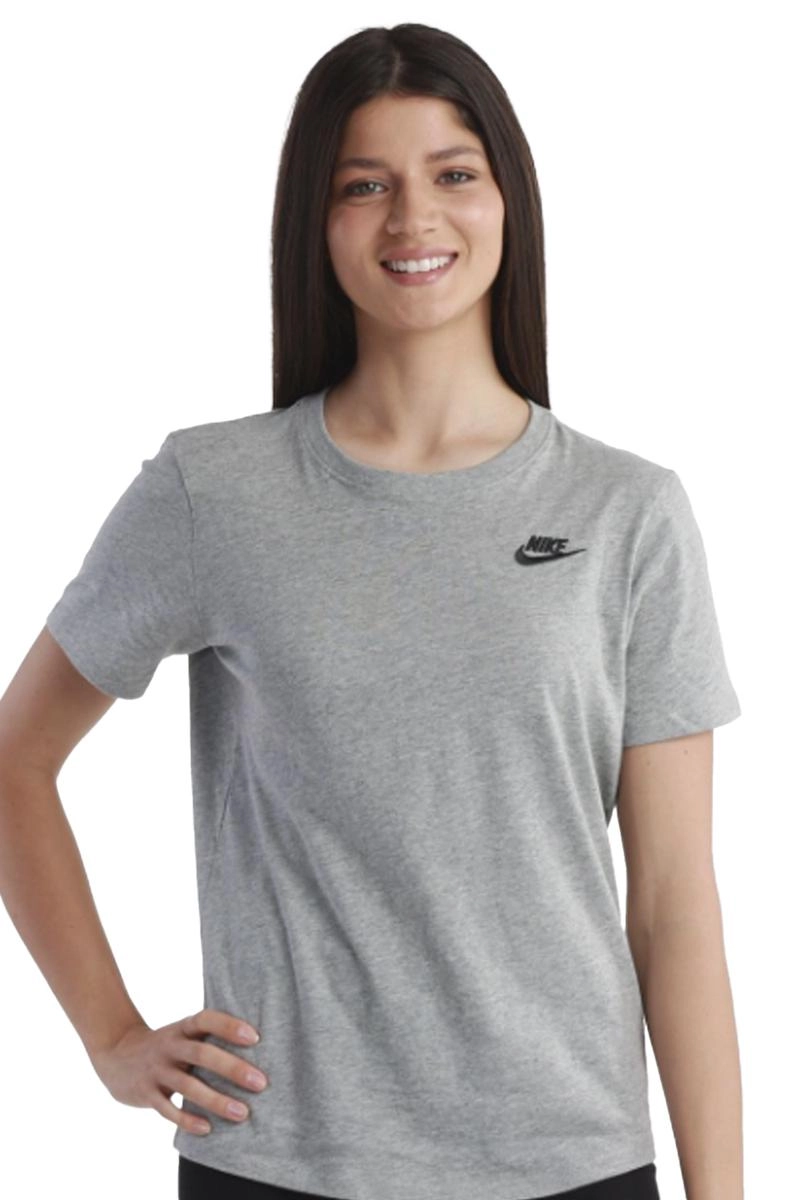Blusa Nike Manga Curta Alongada Tee Club Feminina Cinza