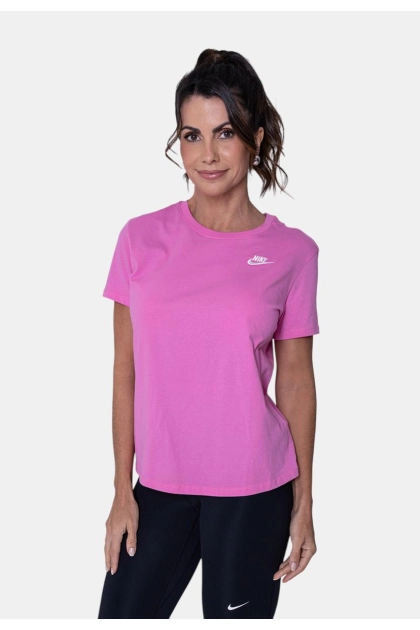 Produto - Blusa Nike Manga Curta Alongada Tee Club Feminina Rosa