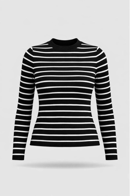 Produto - Blusa Sea Brazil Listrada Feminina Preta 