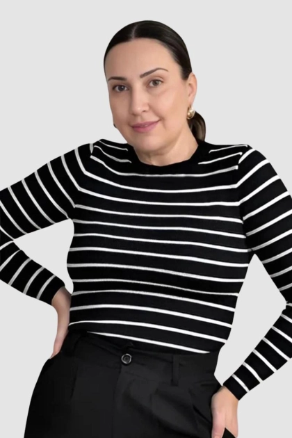 Produto - Blusa Sea Brazil Listrada Feminina Preta 