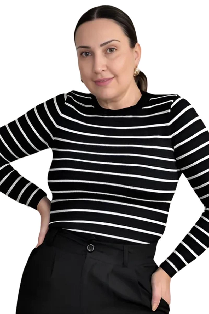 Produto - Blusa Sea Brazil Listrada Feminina Preta 