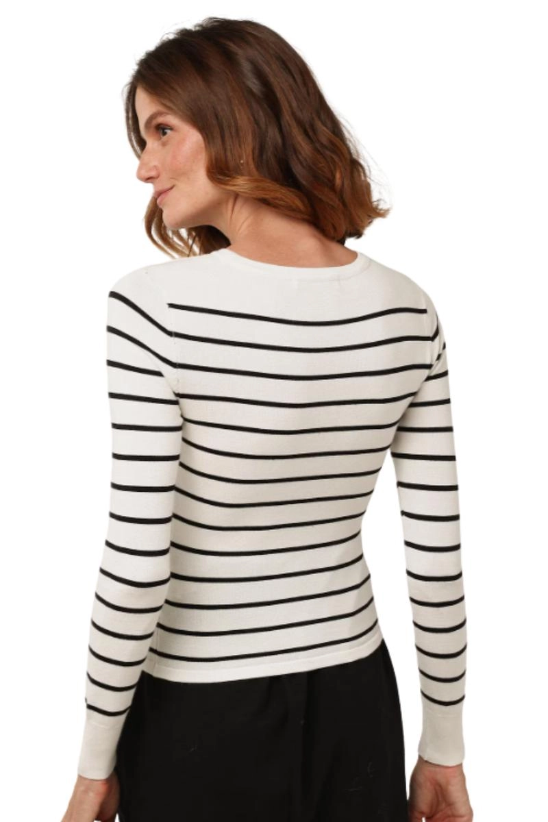 Blusa Sea Brazil Listras Modal Gola Oval Feminina Branco