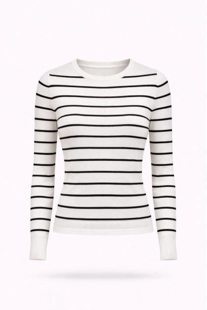 Produto - Blusa Sea Brazil Listras Modal Gola Oval Feminina Branco