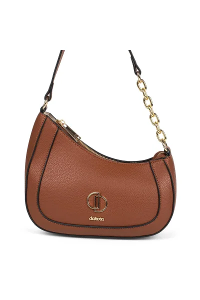 Produto Bolsa Feminina Dakota de Ombro Castanho com Detalhes Metalizados