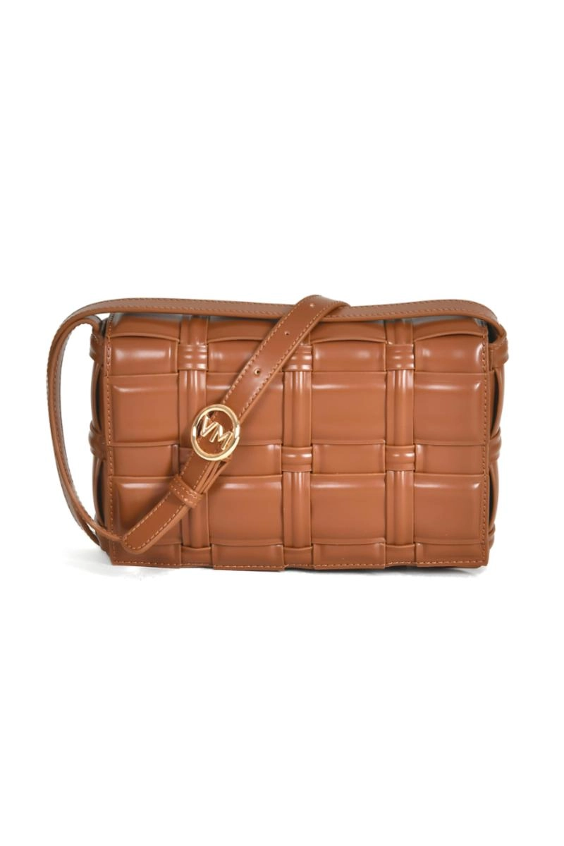 Bolsa Via Marte Tiracolo Trançada Feminina Camel